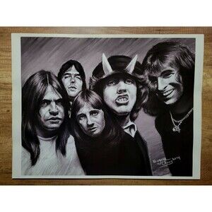 AC/DC Bon Scott Era 20×16 Music Art Poster Print (no frame) Artist Eugene Chung